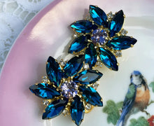 Load image into Gallery viewer, Alice Clip Earrings with Blue Crystals
