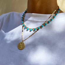 Load image into Gallery viewer, Amore Chain Necklace with Turquoise Cabochons
