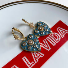 Load image into Gallery viewer, Amore Dangle Earrings with Enamel Hearts
