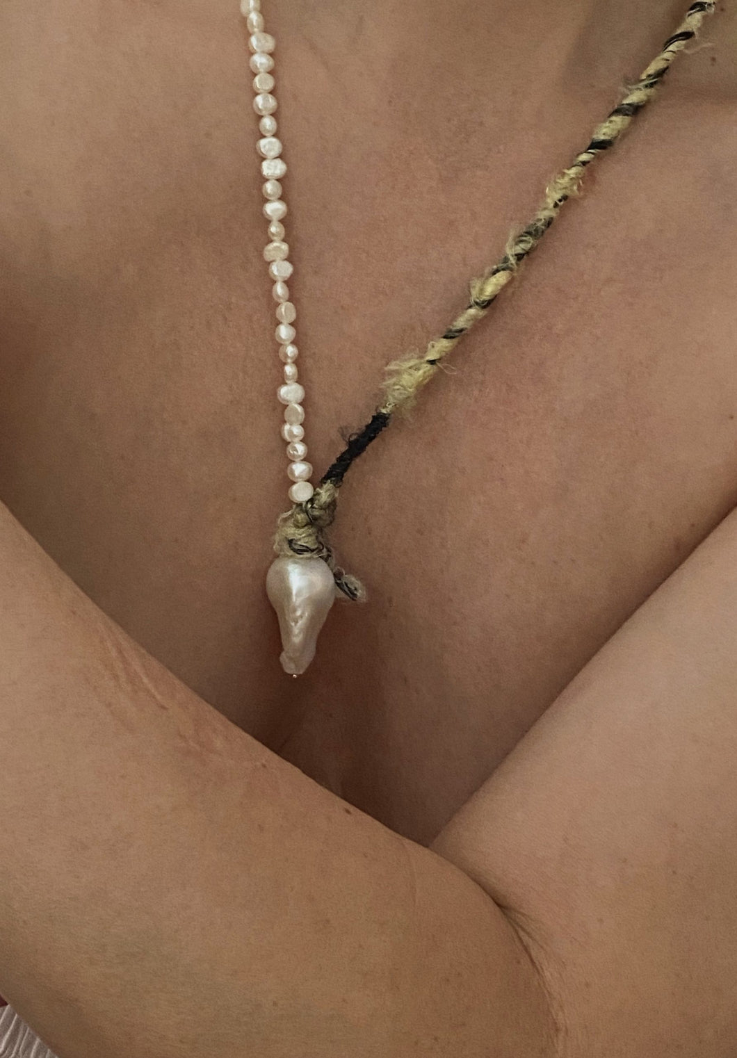 Baroque Pearl Pastel Yarn Necklace